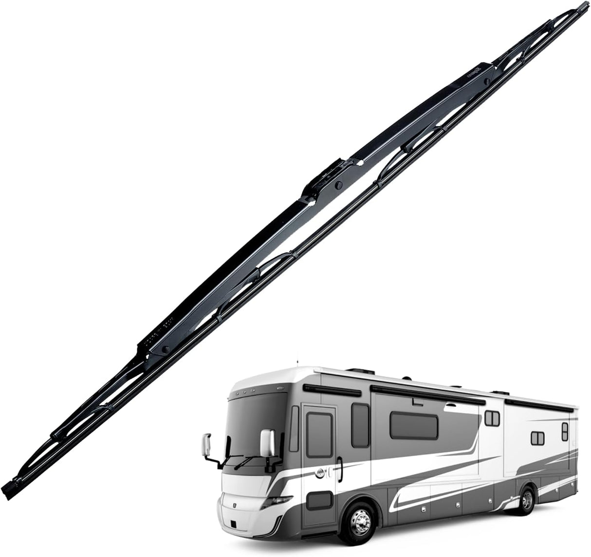 Clix Wipers RV Class-A OEM Heavy Duty Replacement All-Weather Steel Windshield Wiper for Jumbo Hook Arms - w/Saddle Adapter (Set of 2)