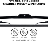 Clix Wipers RV Class-A OEM Heavy Duty Replacement All-Weather Steel Windshield Wiper for Jumbo Hook Arms - w/Saddle Adapter (Set of 2)